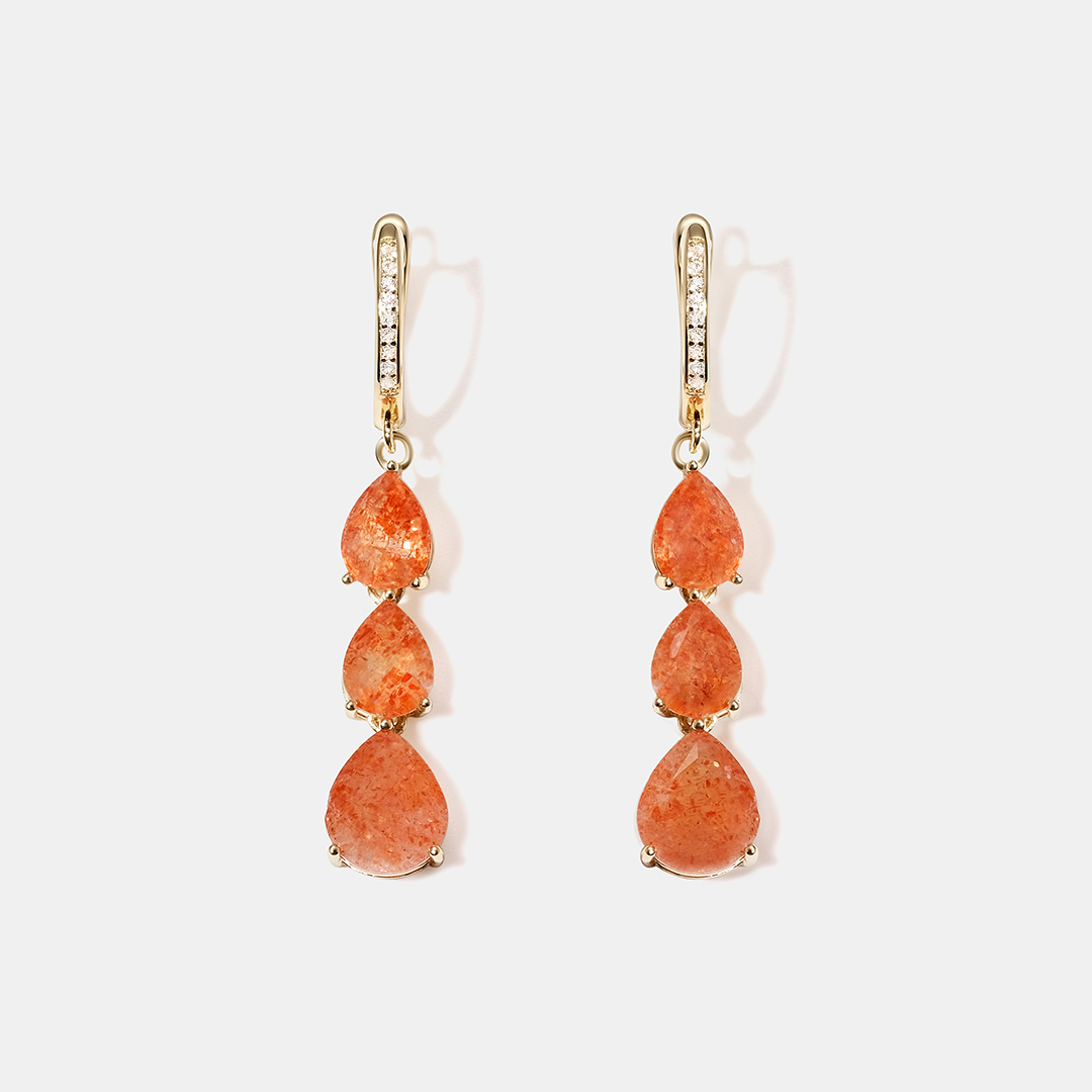 Серебряные серьги с солнечными камнями