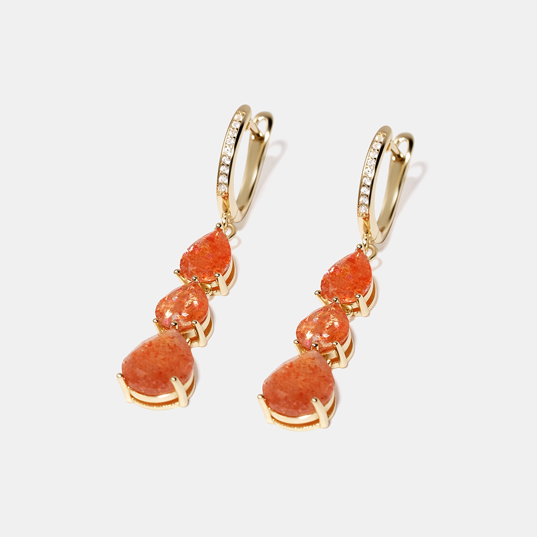 Серебряные серьги с солнечными камнями