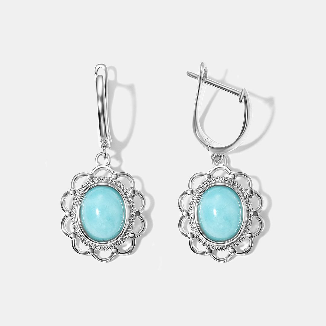 Серебряные серьги с амазонитами