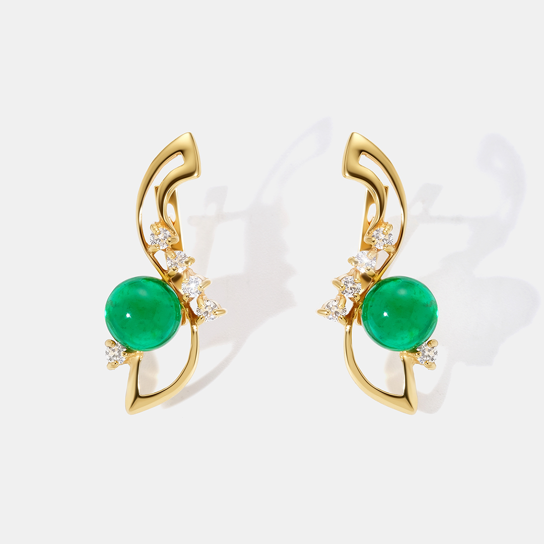 Серебряные серьги с зеленым янтарем