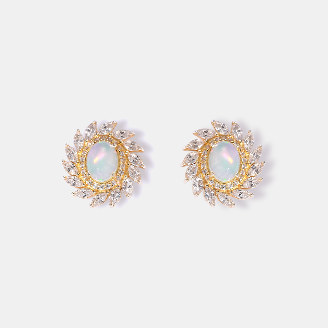 Серебряные серьги-пусеты с опалами