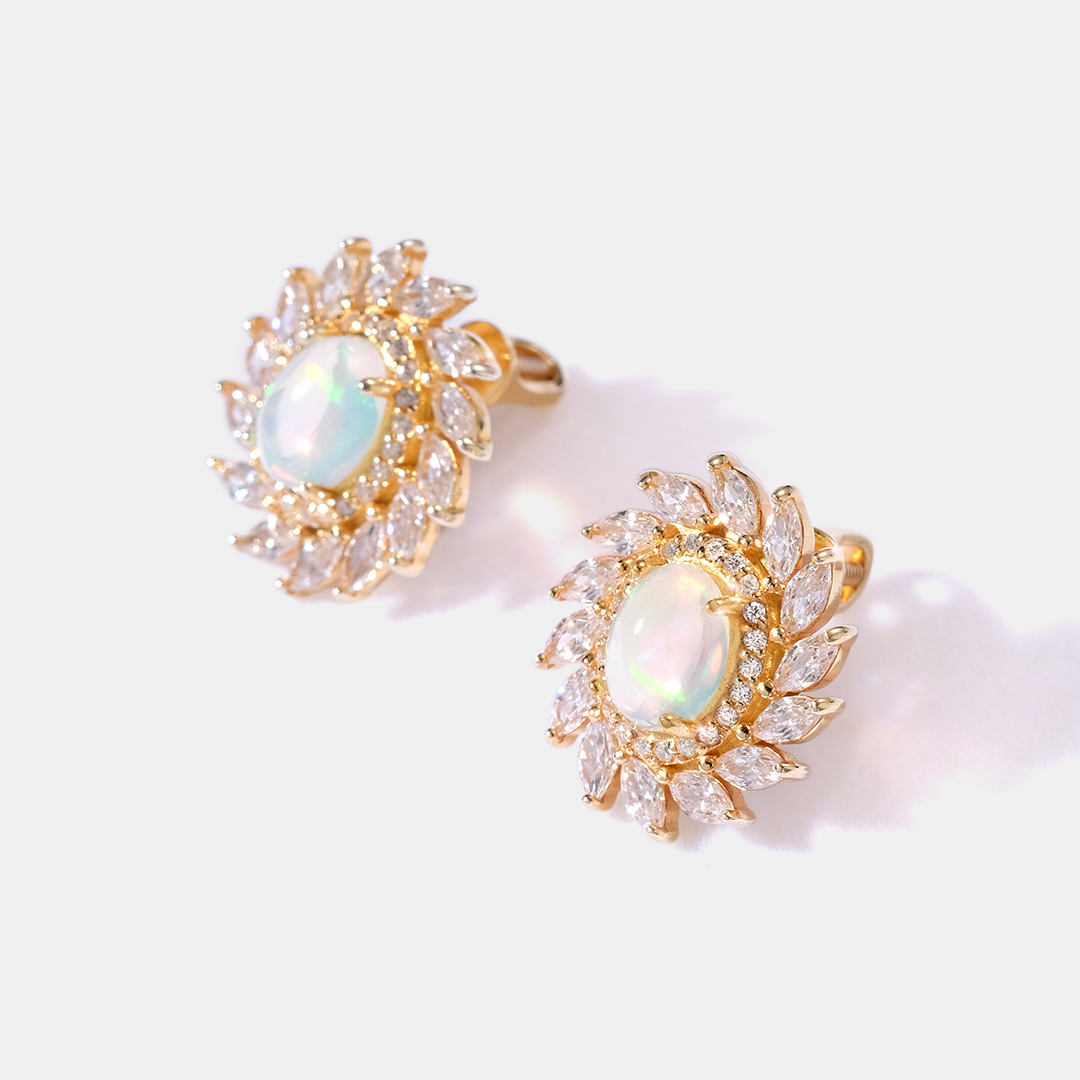 Серебряные серьги-пусеты с опалами