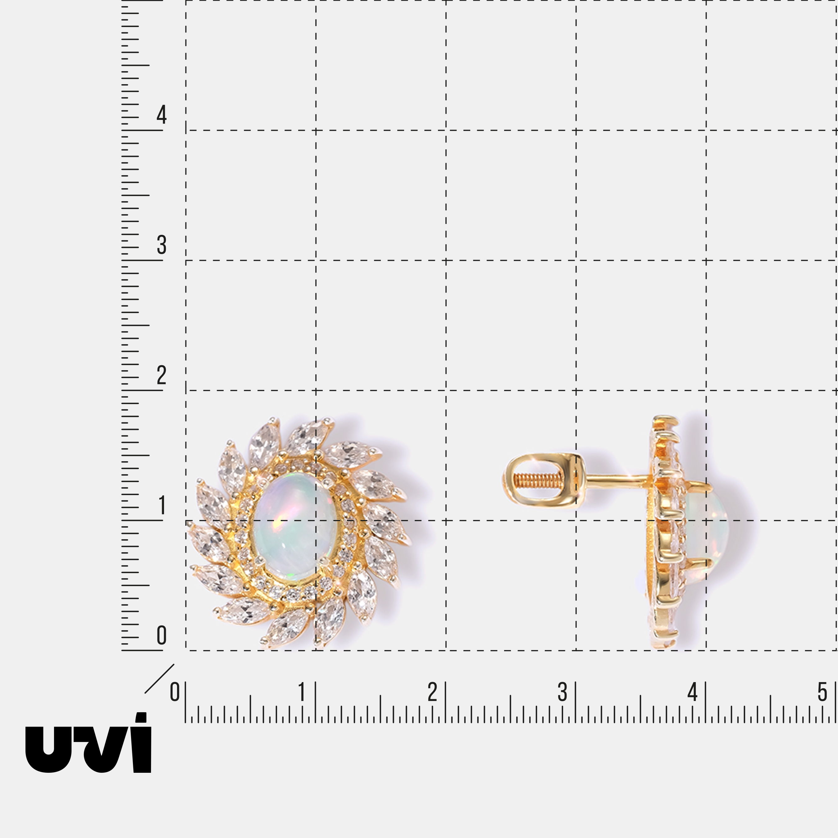 Серебряные серьги-пусеты с опалами