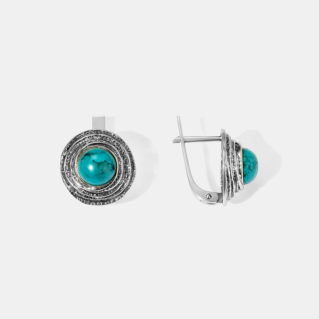 Серебряные серьги с бирюзой