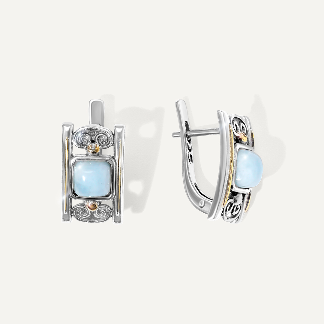 Серебряные серьги с аквамаринами