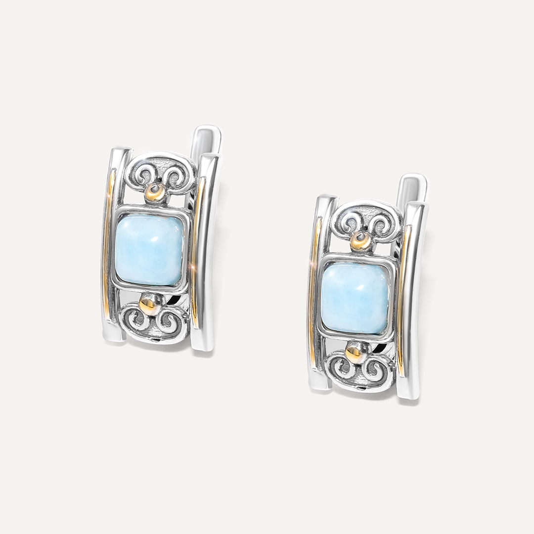 Серебряные серьги с аквамаринами