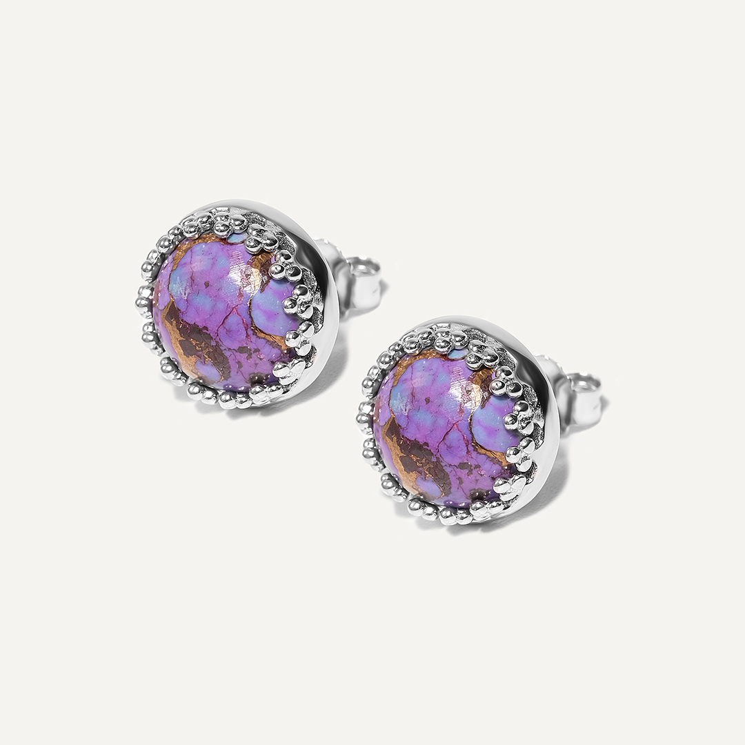 Серебряные серьги-пусеты с бирюзой Мохаве