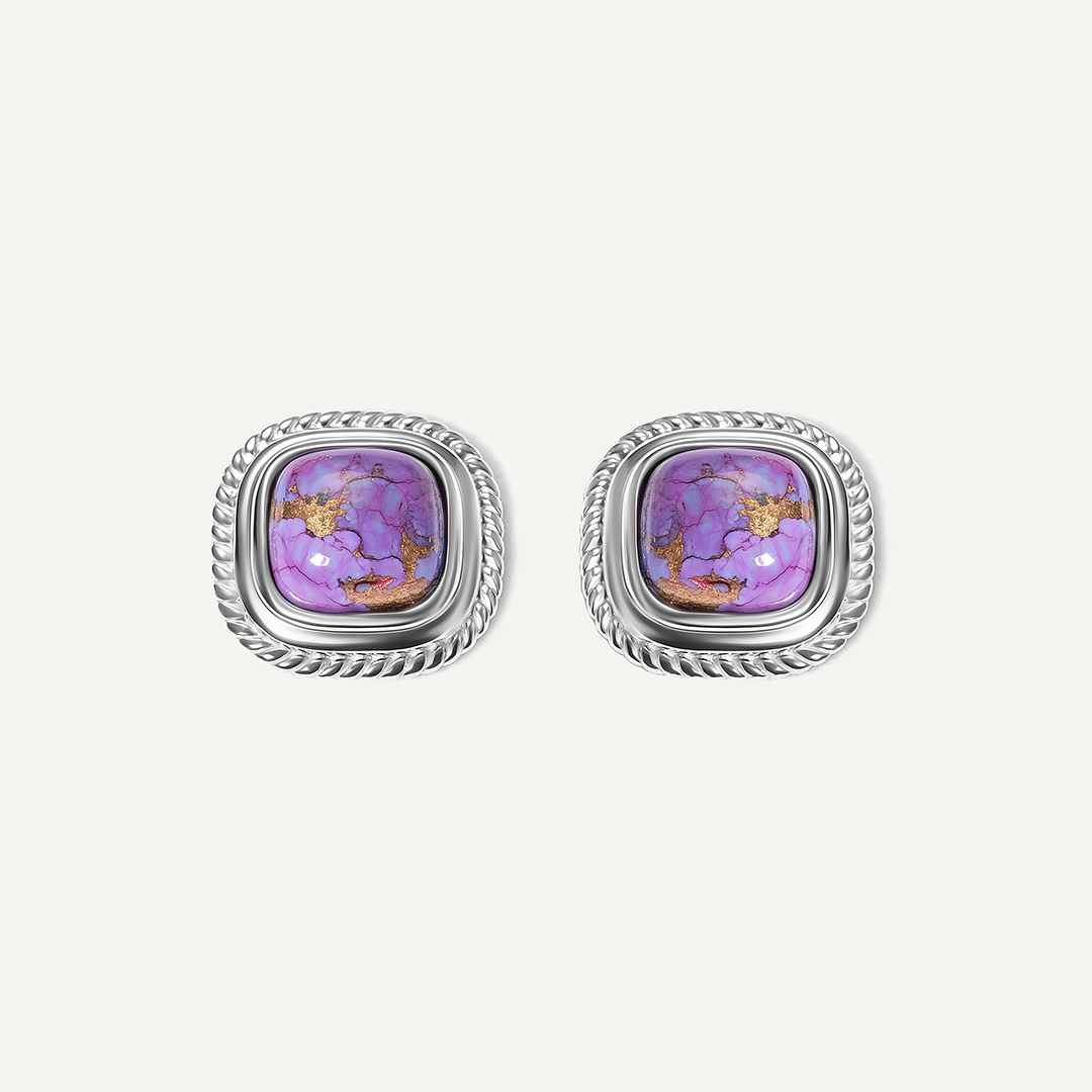 Серебряные серьги-пусеты с бирюзой Мохаве