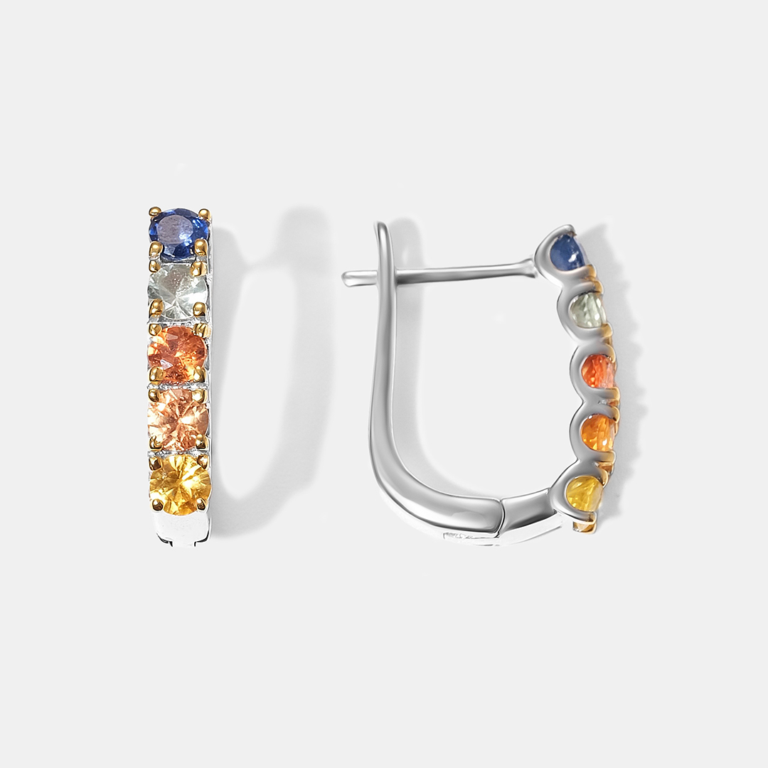 Серебряные серьги с мультисапфирами