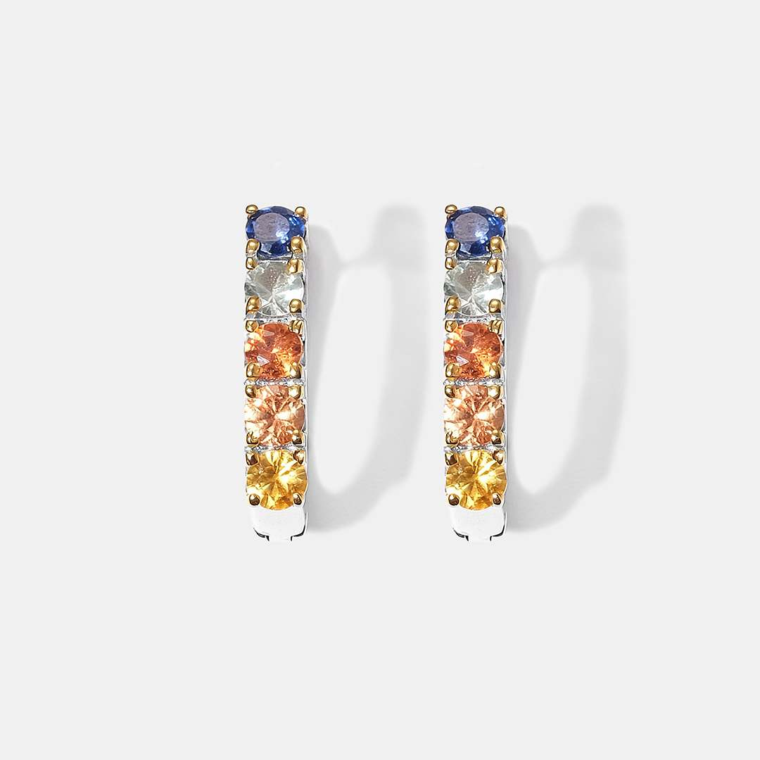 Серебряные серьги с мультисапфирами