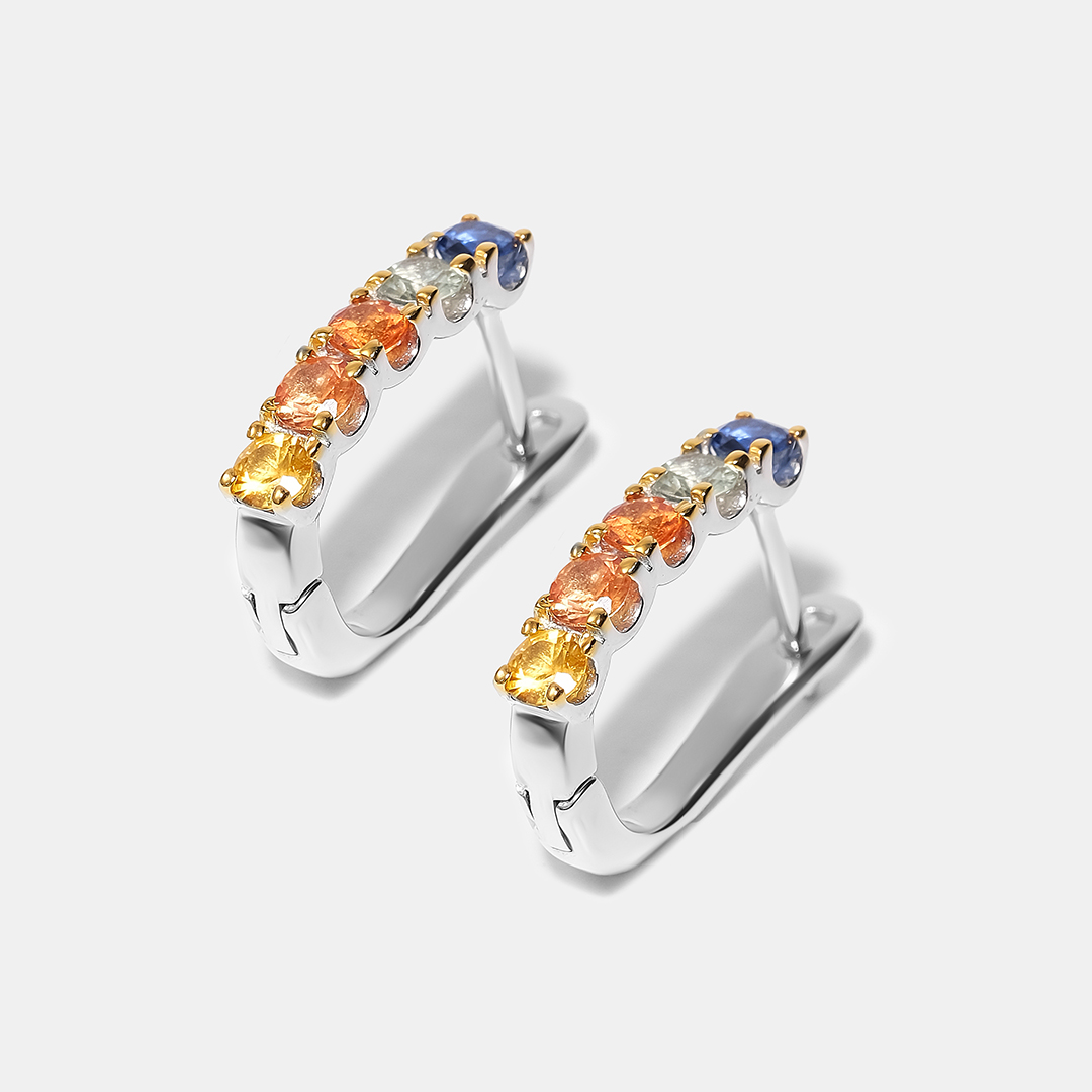 Серебряные серьги с мультисапфирами