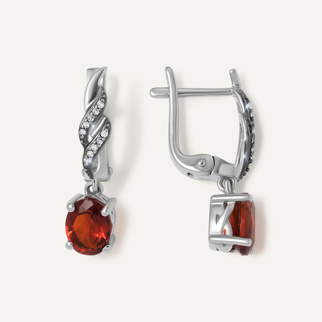 Серебряные серьги с цитринами Мадейра