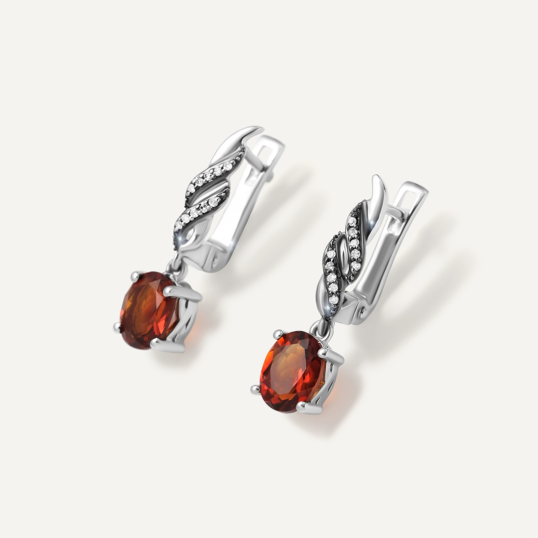 Серебряные серьги с цитринами Мадейра