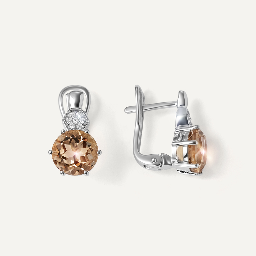 Серебряные серьги с кварцем