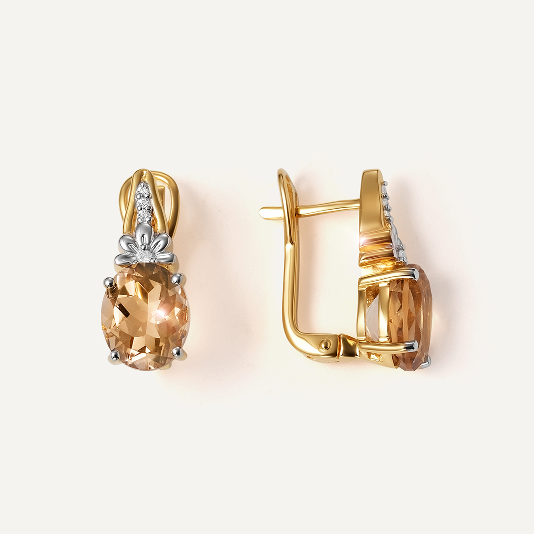 Серебряные серьги с кварцем "Цветы"