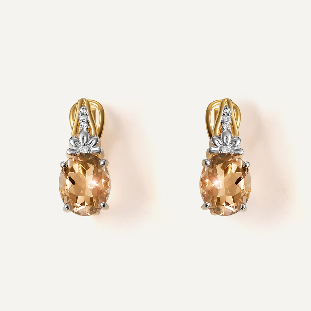 Серебряные серьги с кварцем "Цветы"