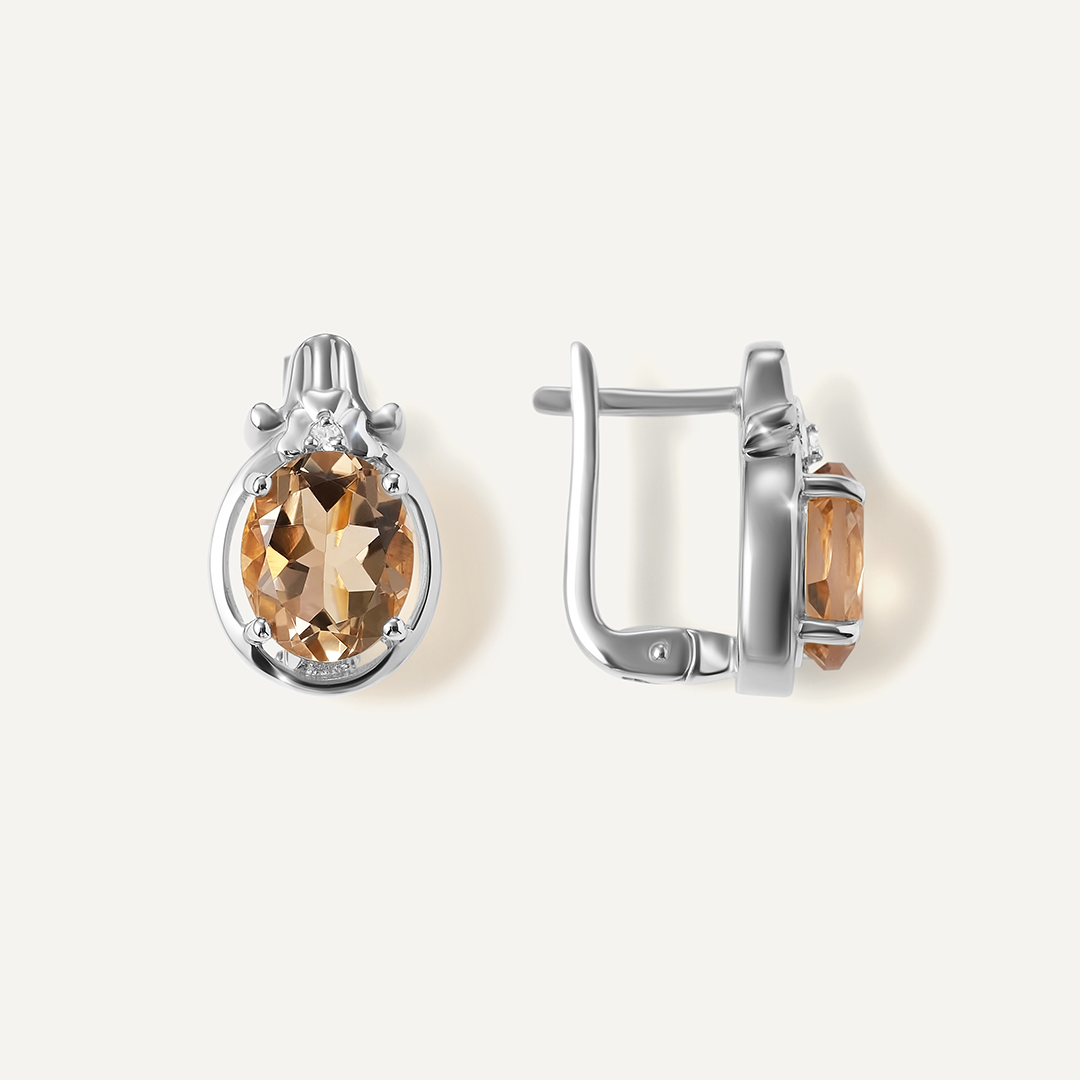 Серебряные серьги с кварцем