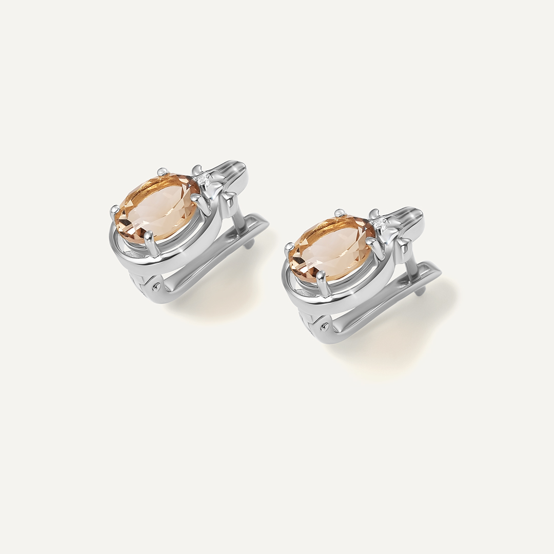 Серебряные серьги с кварцем