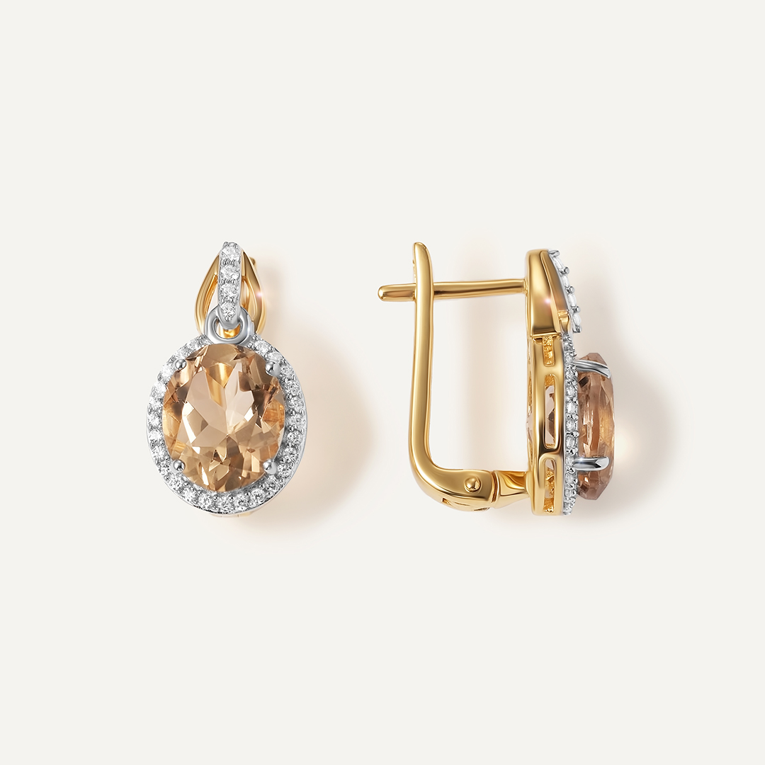 Серебряные серьги с кварцем