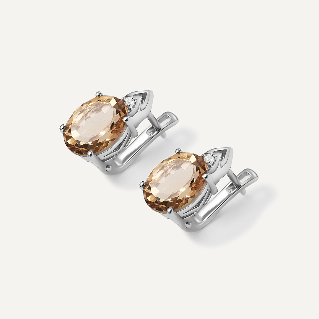 Серебряные серьги с кварцем