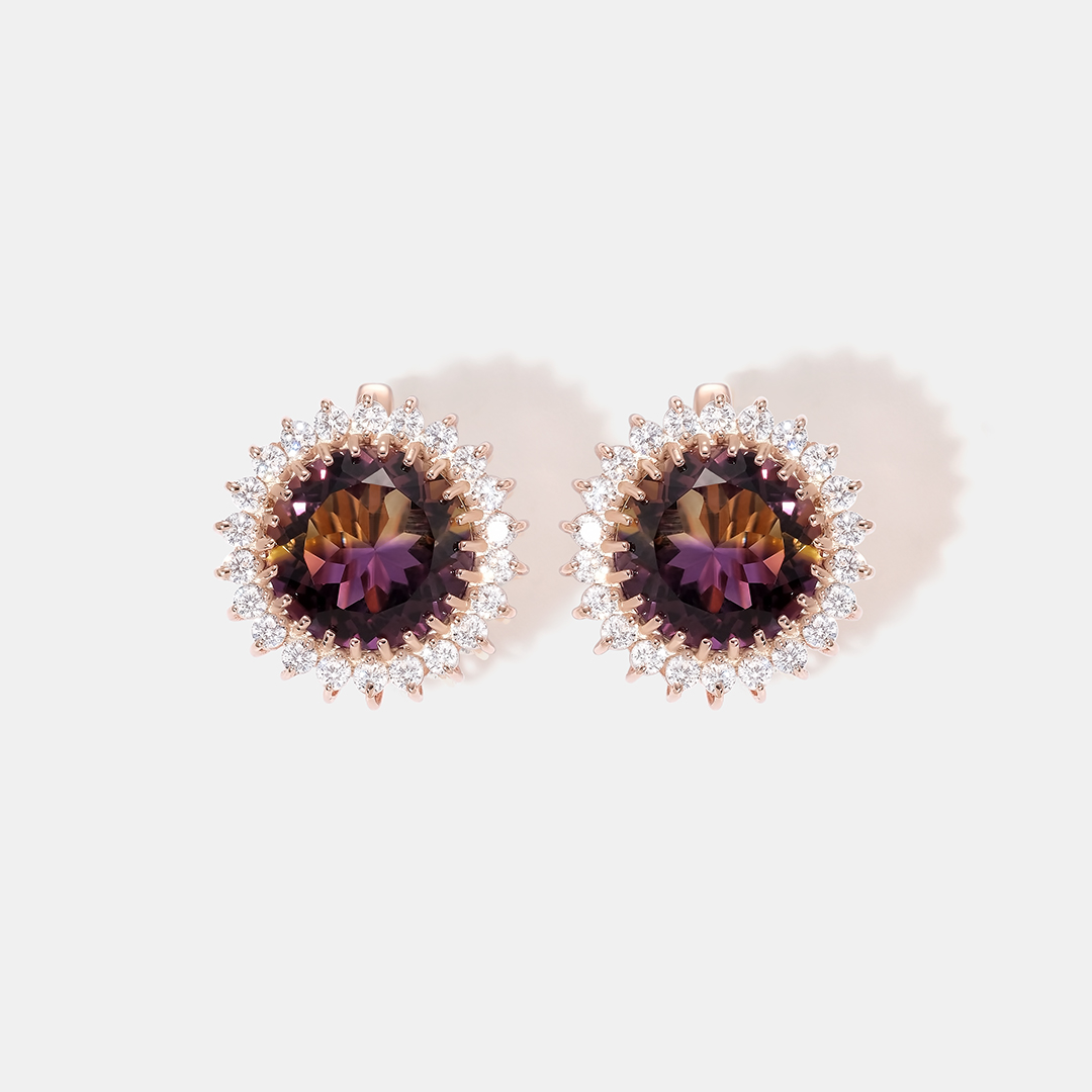 Серебряные серьги с аметринами