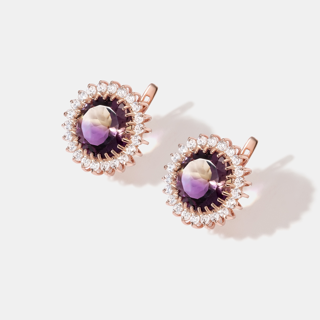 Серебряные серьги с аметринами