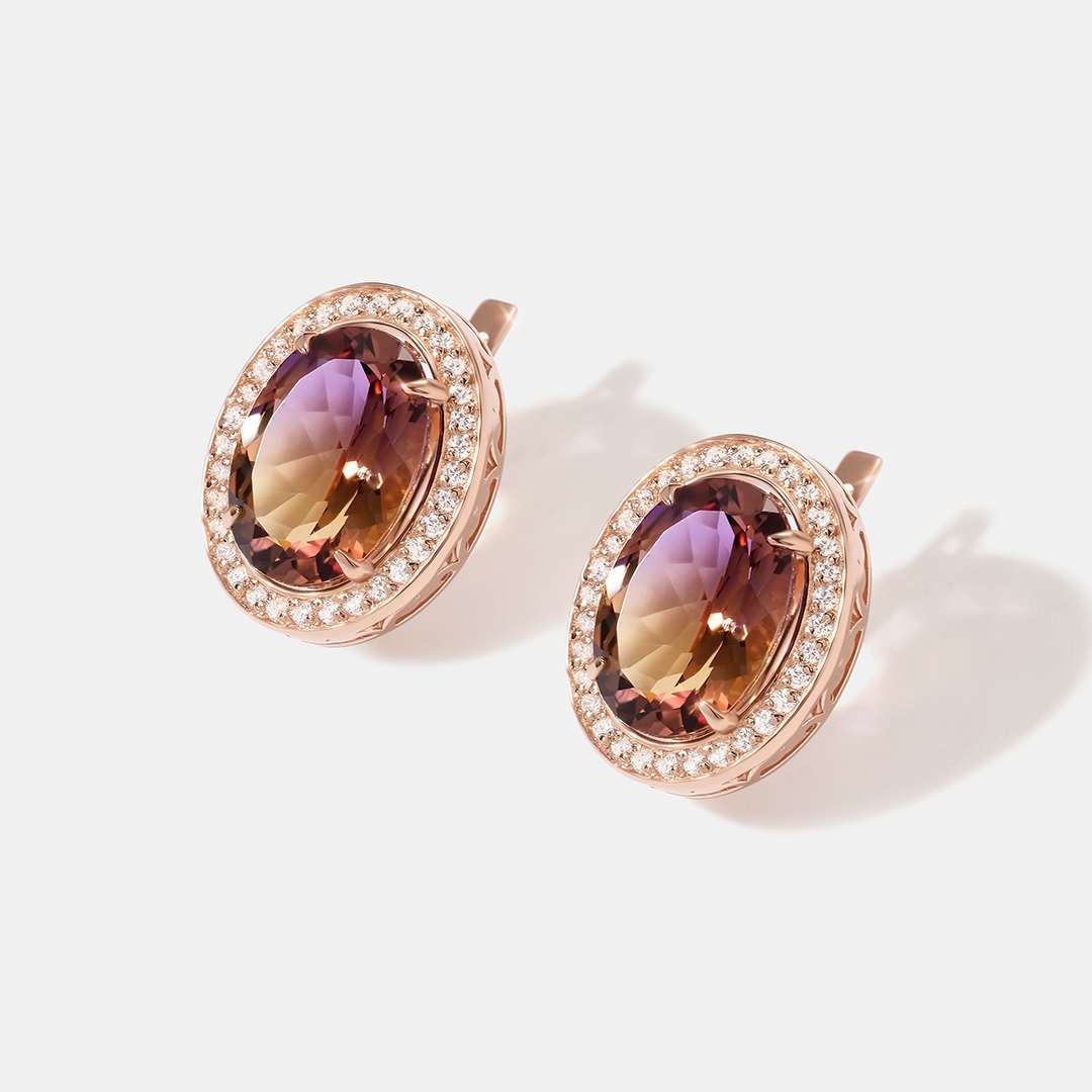 Серебряные серьги с аметринами