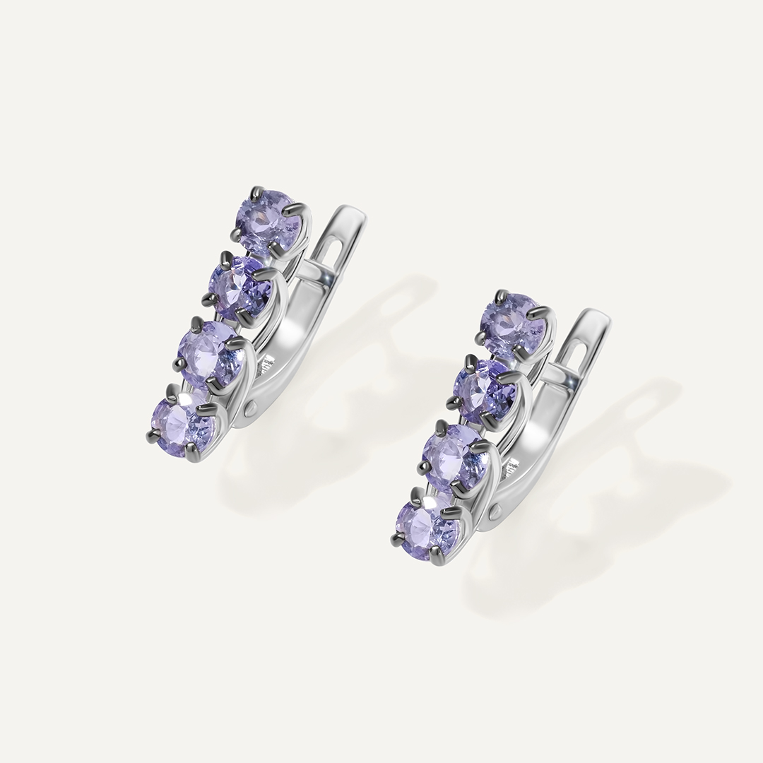 Серебряные серьги с танзанитами