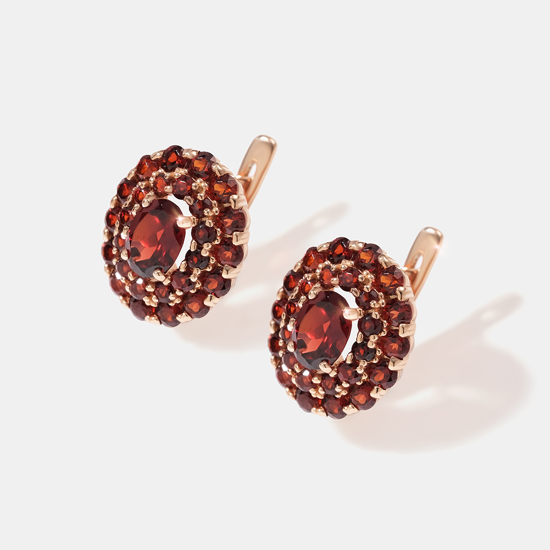 Серебряные серьги с гранатами Мозамбик