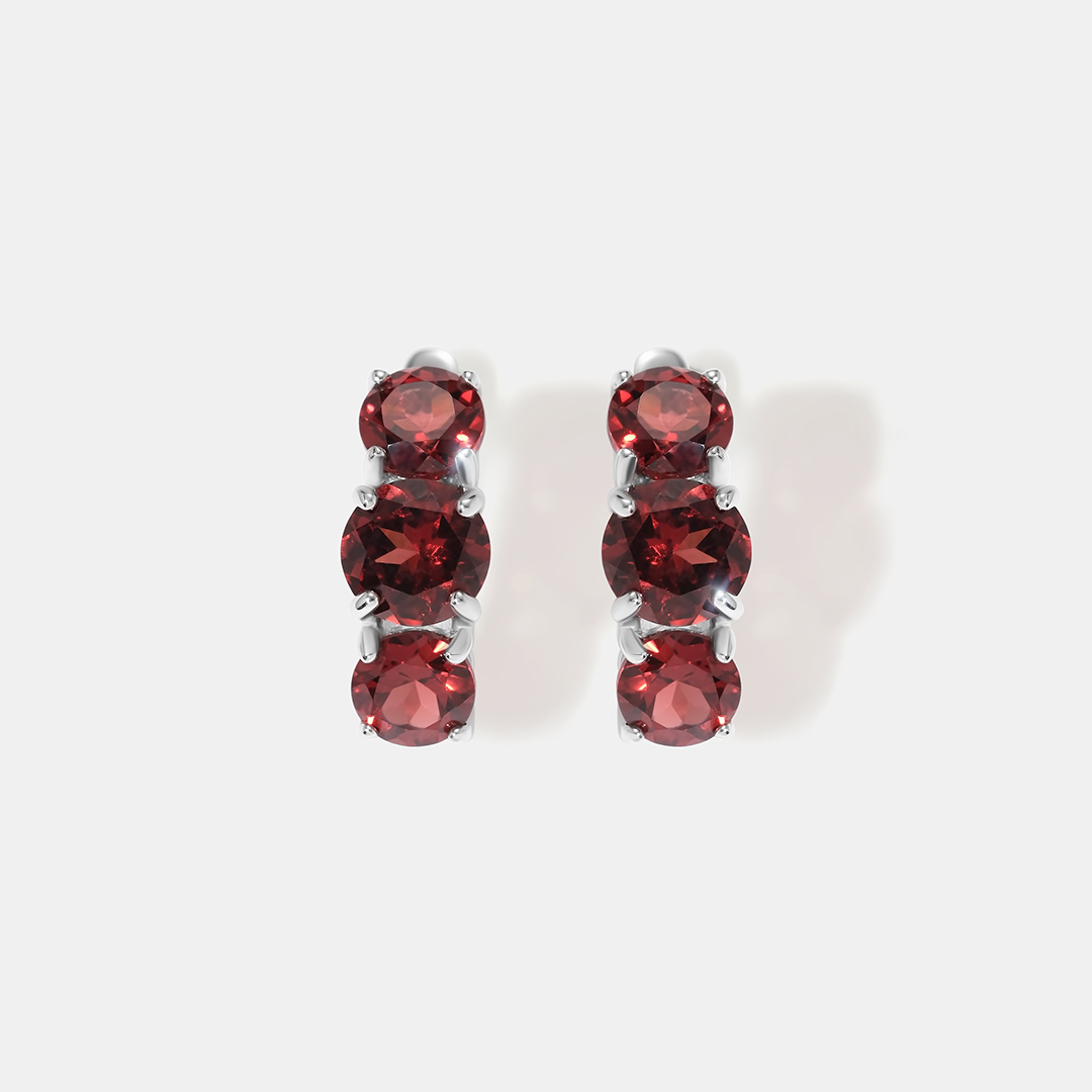 Серебряные серьги с гранатами Мозамбик