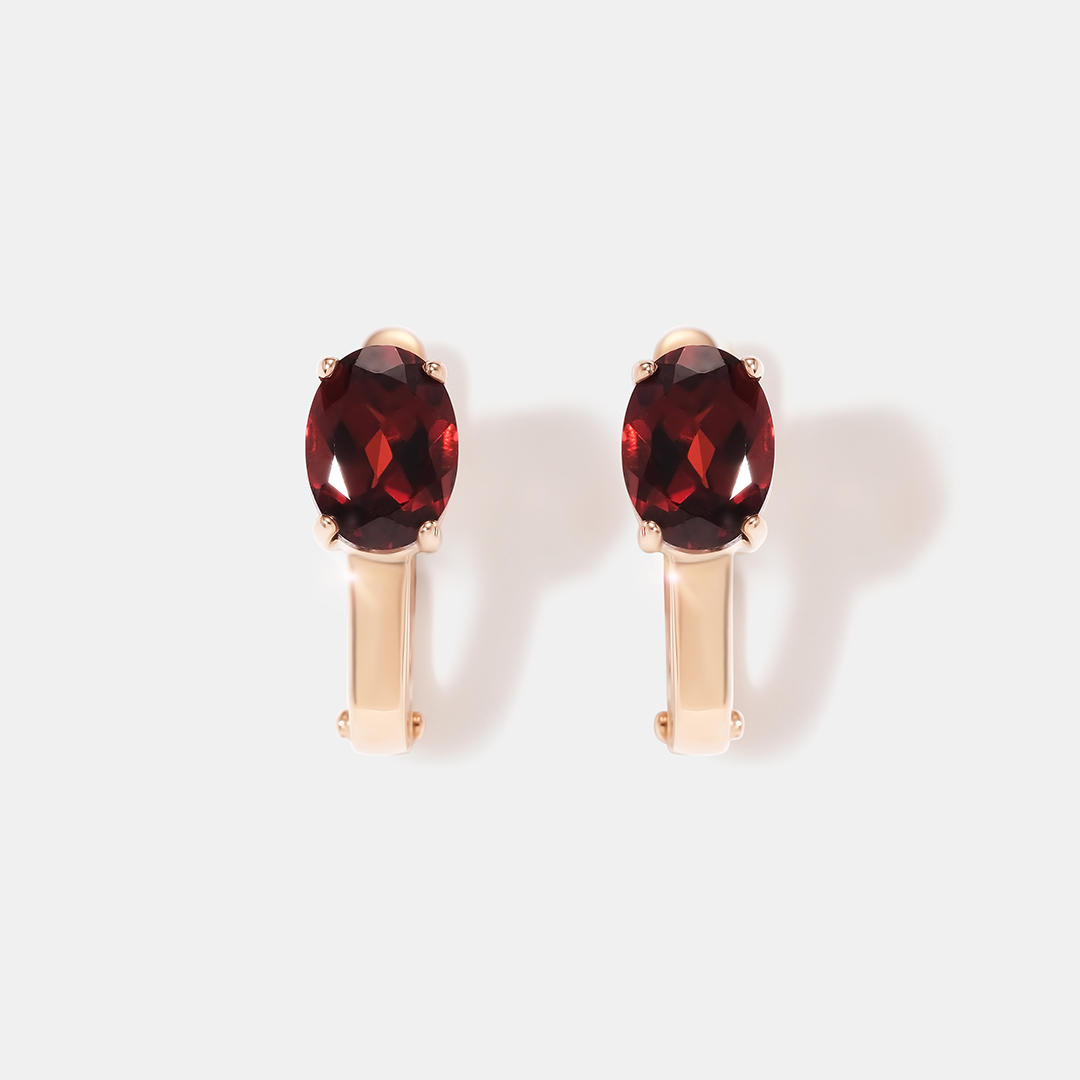 Серебряные серьги с гранатами Мозамбик