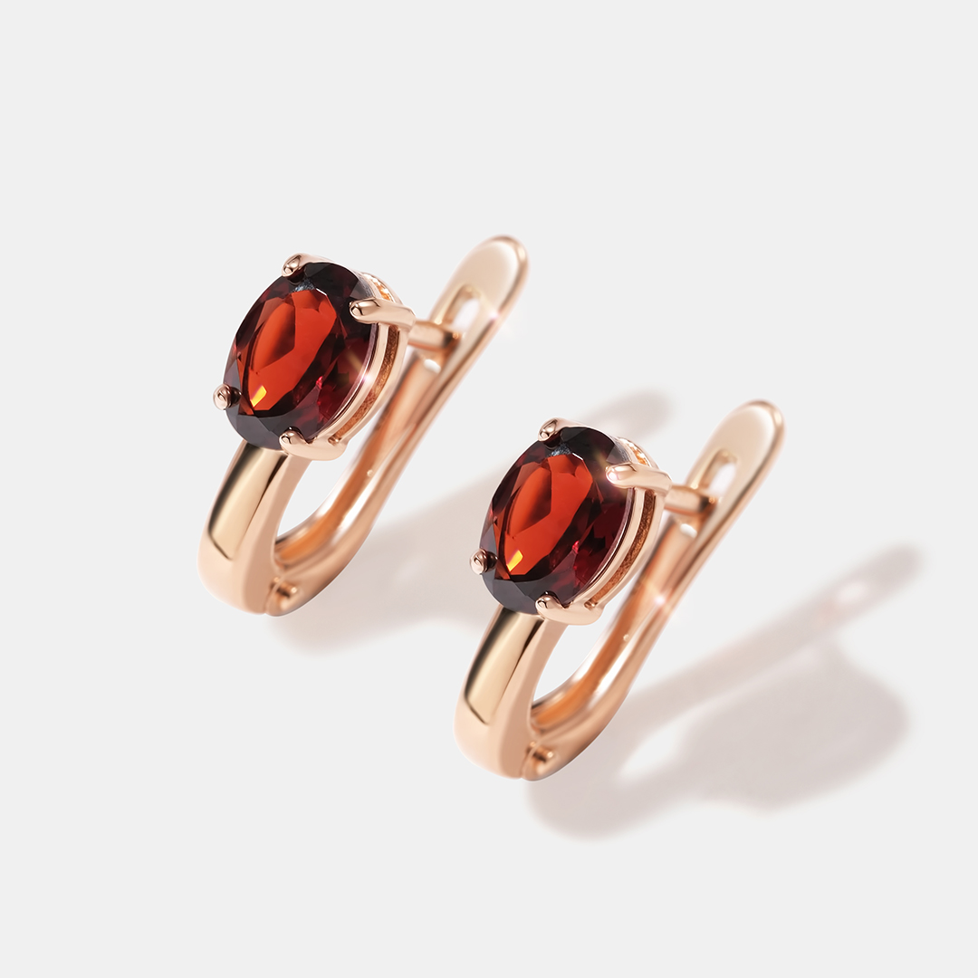 Серебряные серьги с гранатами Мозамбик