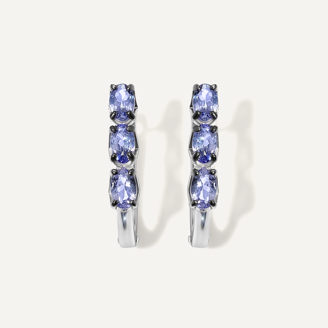 Серебряные серьги с танзанитами