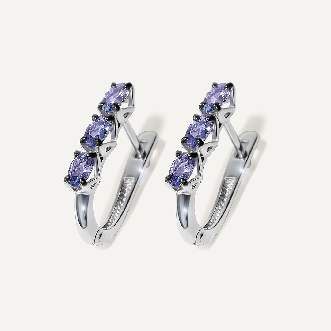 Серебряные серьги с танзанитами