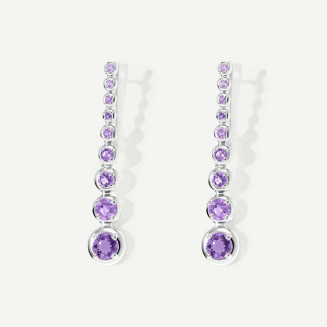 Серебряные серьги с аметистами