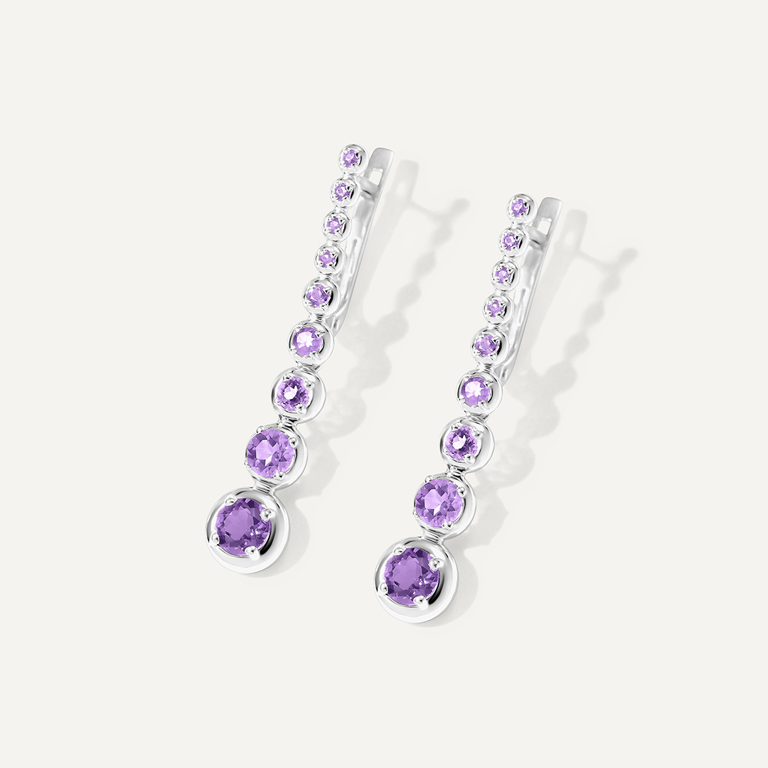 Серебряные серьги с аметистами