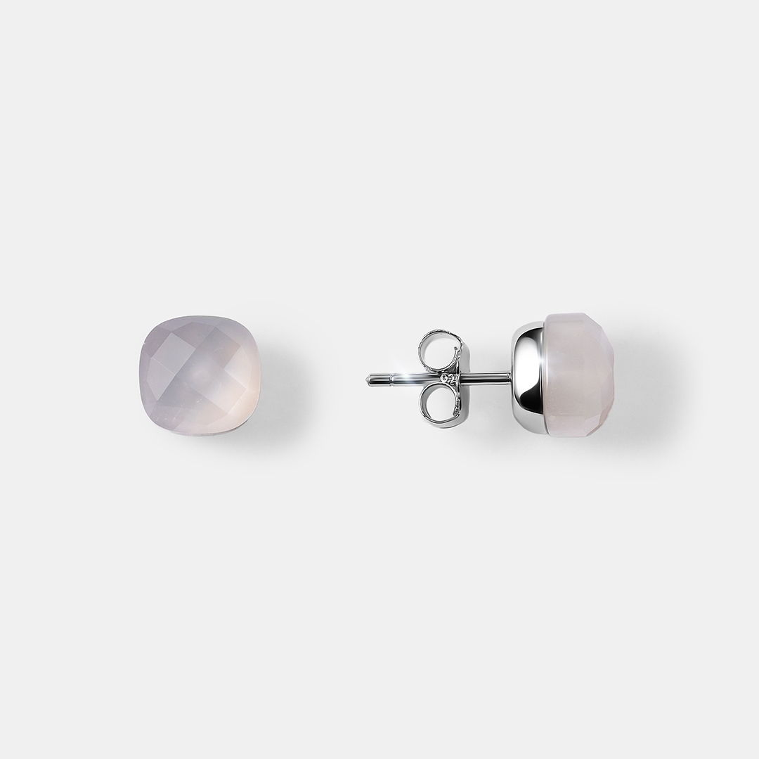 Серебряные серьги-пусеты с лунными камнями