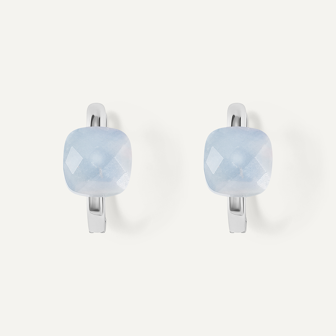 Серебряные серьги с лунными камнями