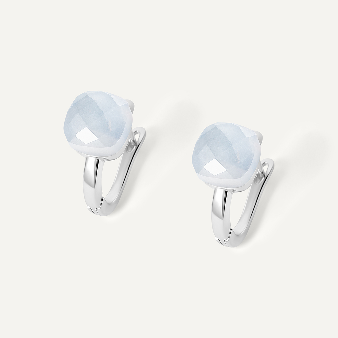 Серебряные серьги с лунными камнями