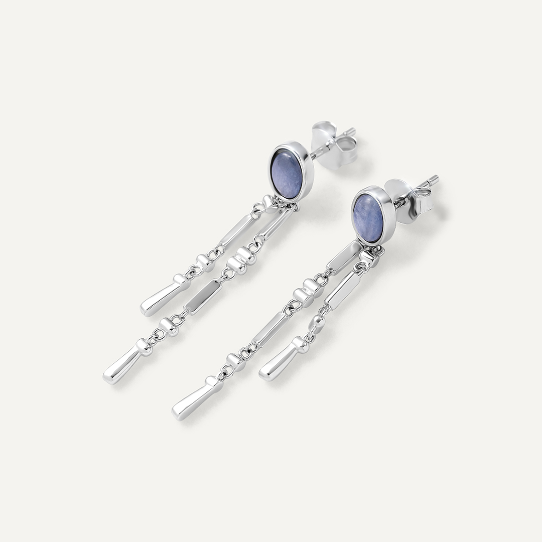 Серебряные серьги-пусеты с кианитами