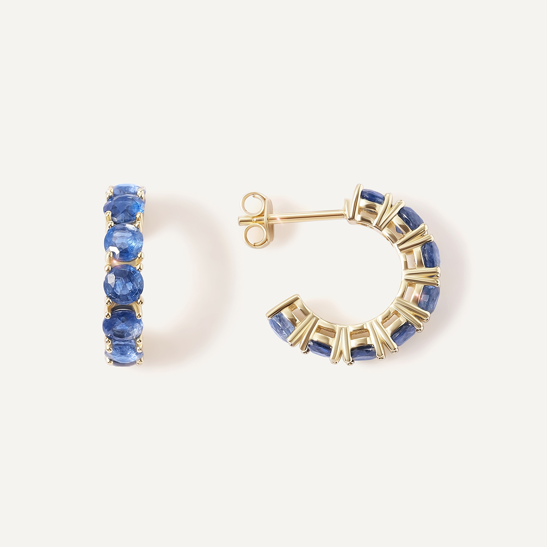 Серебряные серьги-пусеты с кианитами