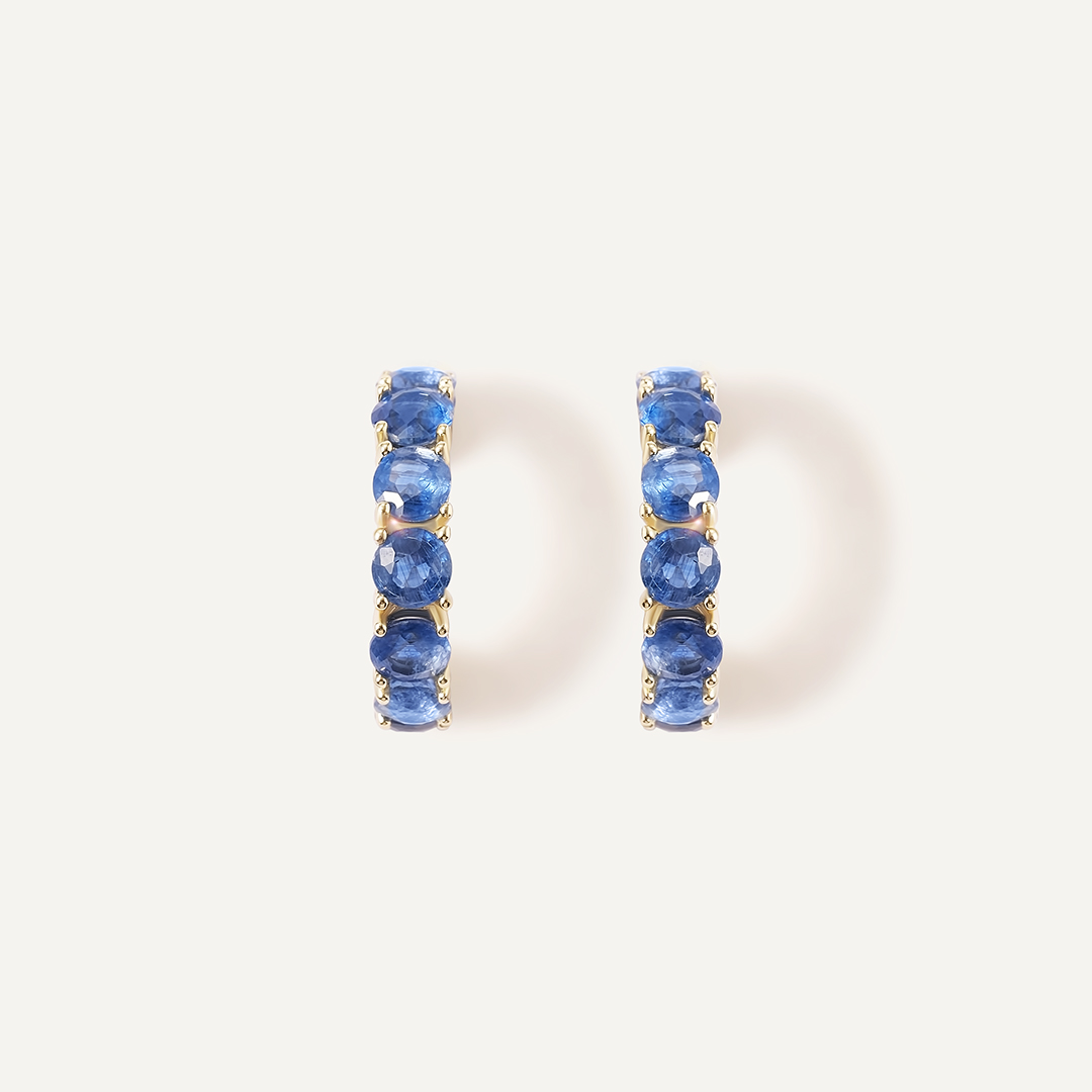 Серебряные серьги-пусеты с кианитами