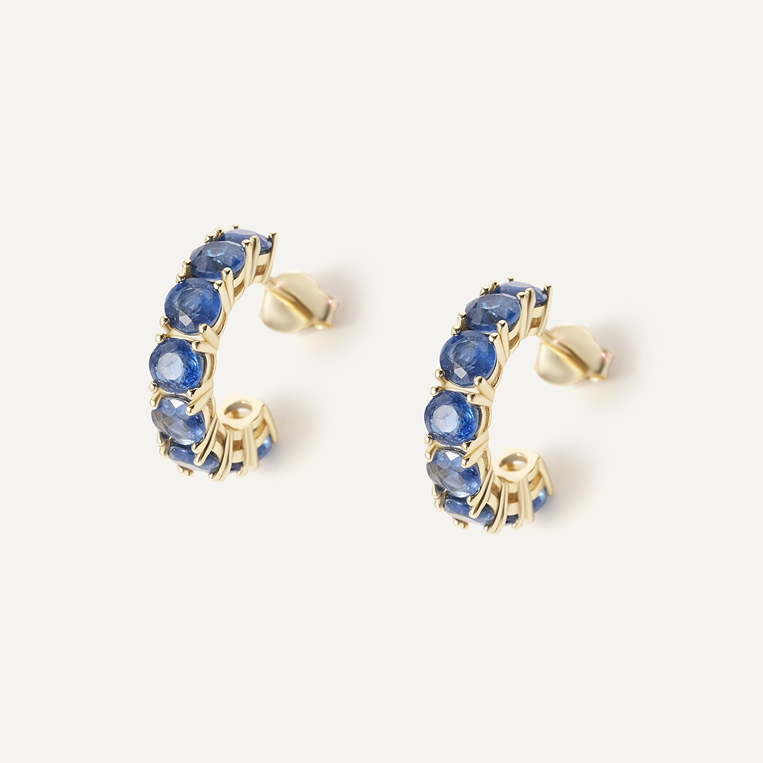 Серебряные серьги-пусеты с кианитами