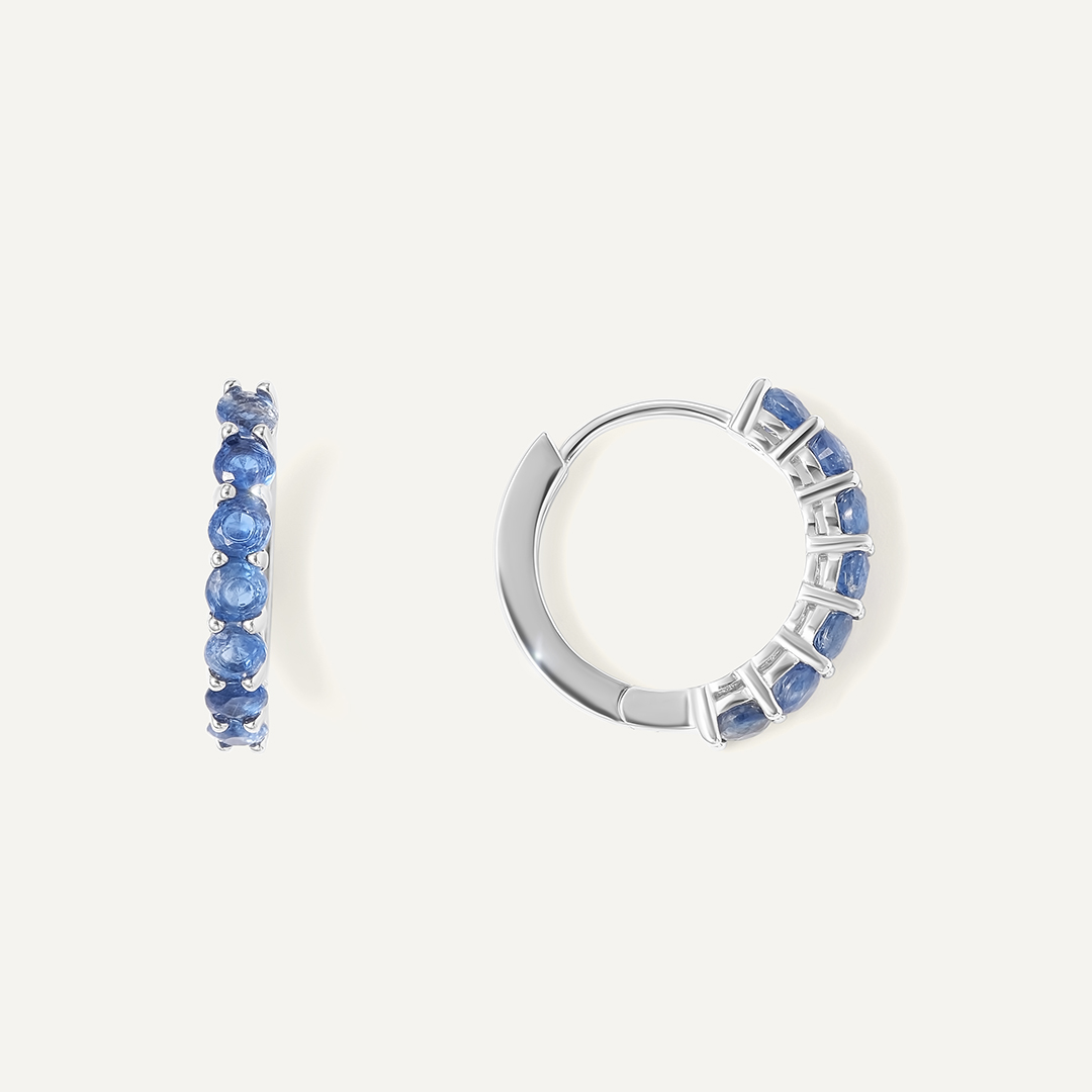 Серебряные серьги-конго с кианитами