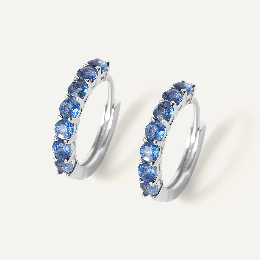 Серебряные серьги-конго с кианитами