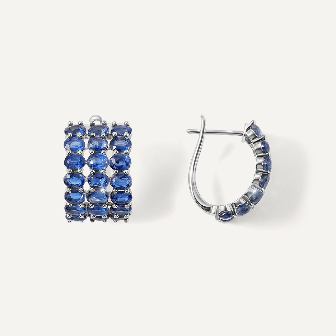 Серебряные серьги с кианитами