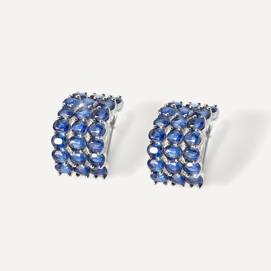 Серебряные серьги с кианитами