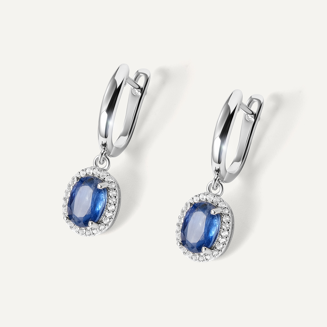 Серебряные серьги с кианитами