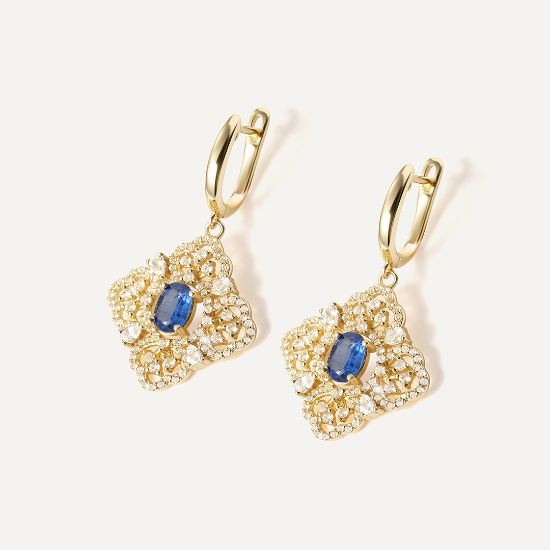 Серебряные серьги с кианитами