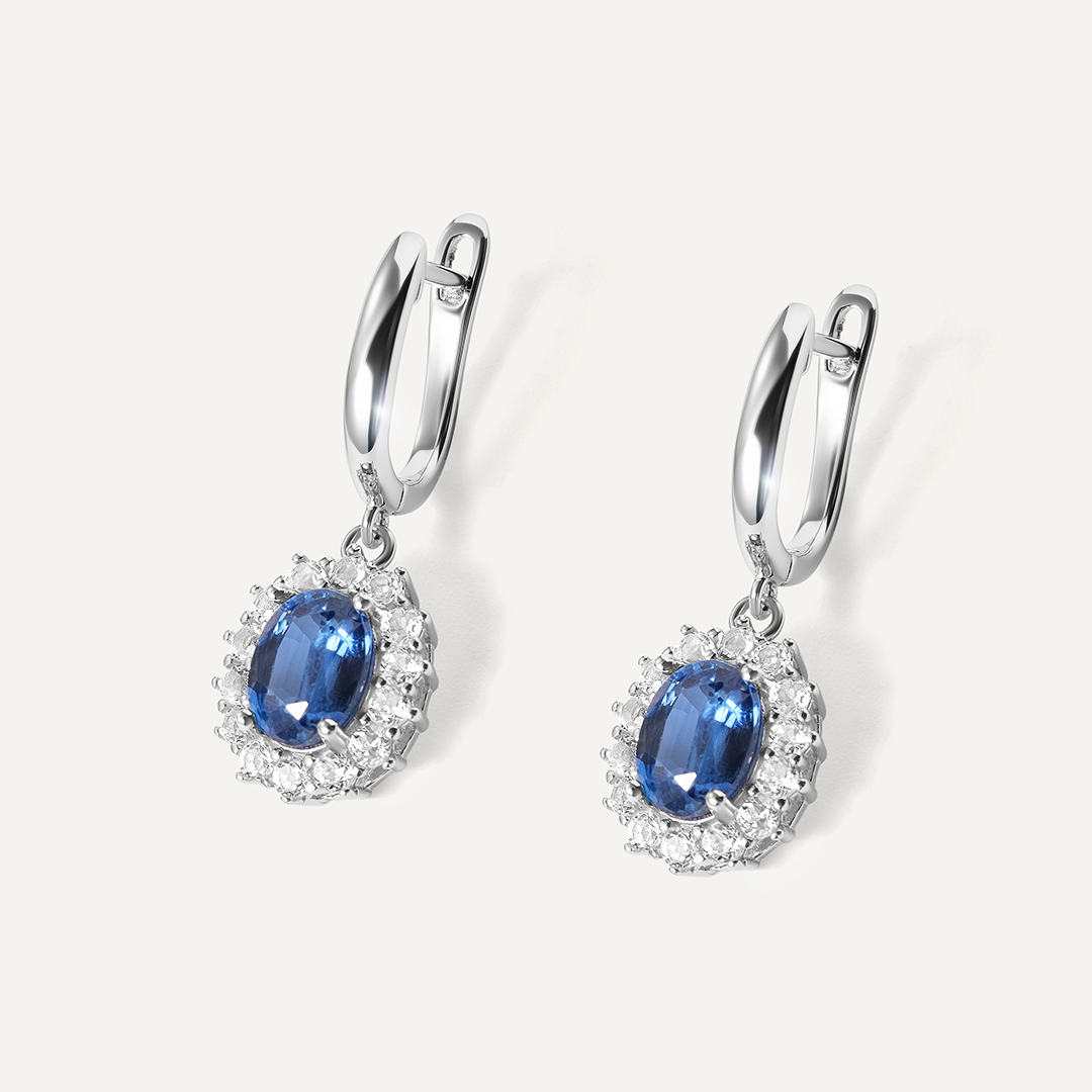 Серебряные серьги с кианитами